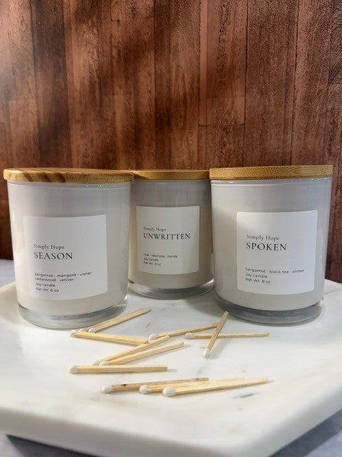 Unwritten Soy Candle | Rose, Oakmoss & Honey Candle | Modern Floral Home Fragrance | 8 oz