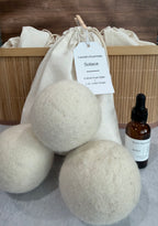 Laundry Essentials Gift Set | 3 Wool Dryer Balls + Linen Drops | Luxury Laundry Care | Solace | Simply Hope