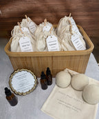 Laundry Essentials Gift Set | 3 Wool Dryer Balls + Linen Drops | Luxury Laundry Care | Solace | Simply Hope