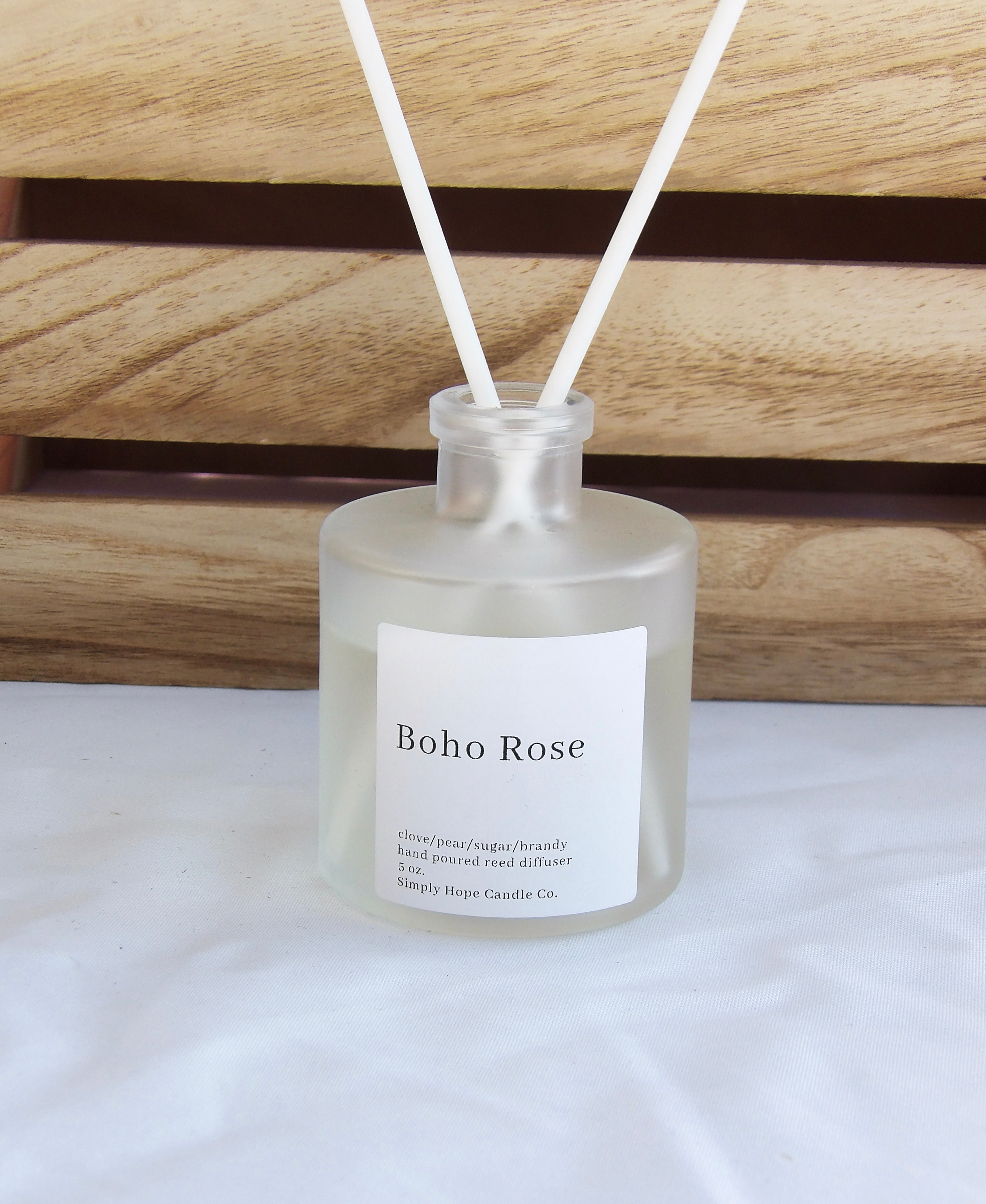 Boho Rose Reed Diffuser 5 oz (basil + rose + patchouli)