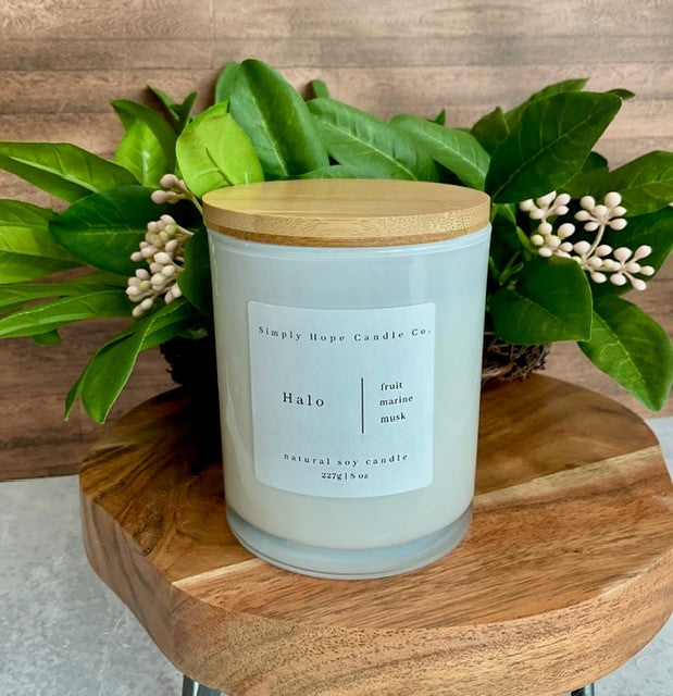 Halo | Peach Blossom Soy Candle | Luxury Floral Candle | Clean Burning Natural Soy Wax Candle | Handmade Home Fragrance Gift for Her