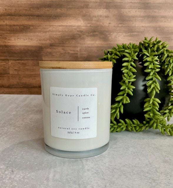 Solace Natural Soy Wax Candle | Fresh Floral Home Fragrance, Earth Spice Cotton