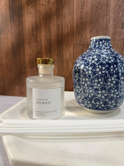 Spoken Reed Diffuser | Bergamot, Black Tea & Amber | Luxury Home Fragrance | Flameless Scent | 5 oz