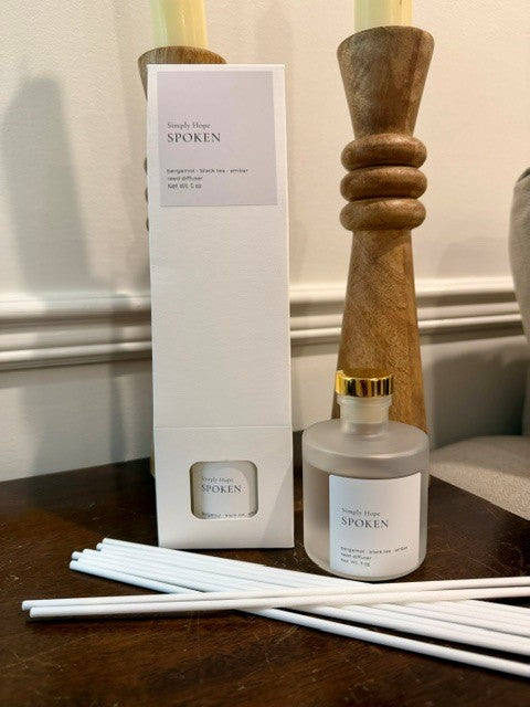 Spoken Reed Diffuser | Bergamot, Black Tea & Amber | Luxury Home Fragrance | Flameless Scent | 5 oz