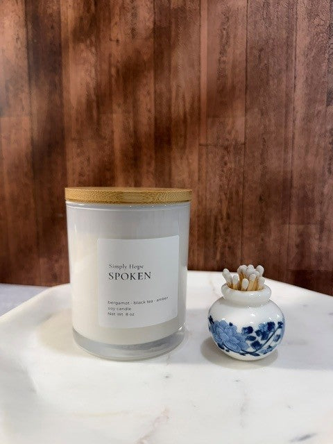 Spoken Soy Candle | Bergamot, Black Tea & Amber Candle | Sophisticated Home Fragrance | 8 oz