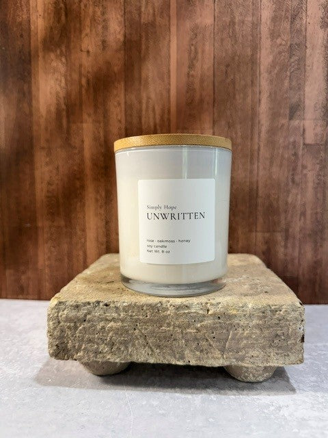 Unwritten Soy Candle | Rose, Oakmoss & Honey Candle | Modern Floral Home Fragrance | 8 oz