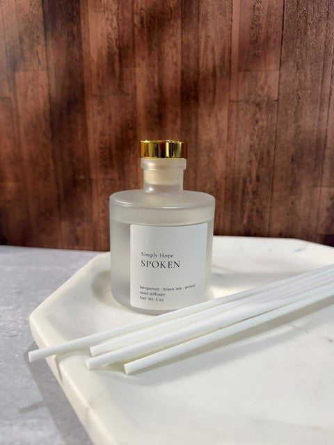 Spoken Reed Diffuser | Bergamot, Black Tea & Amber | Luxury Home Fragrance | Flameless Scent | 5 oz